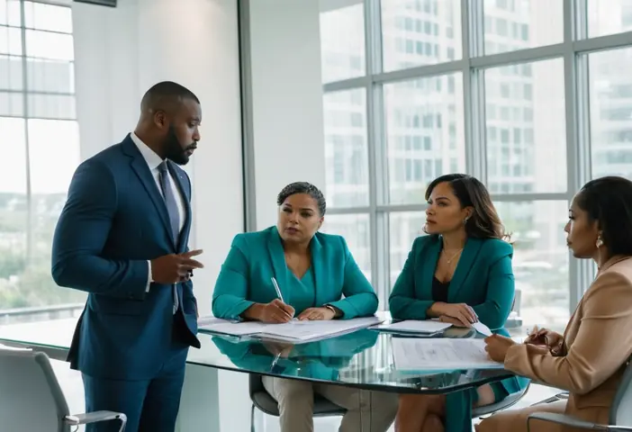 Diverse leadership team discussing organizational strategy